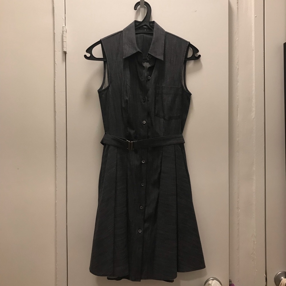 Theory Grey Chambray Button Down Dress